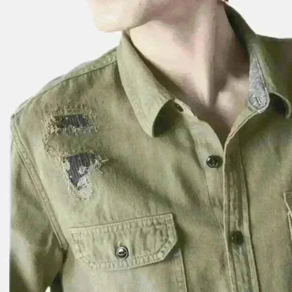 Lucky Brand Lucky Legend Rip and Repair Utility Shirt Men's Small (listing as) - Picture 1 of 6